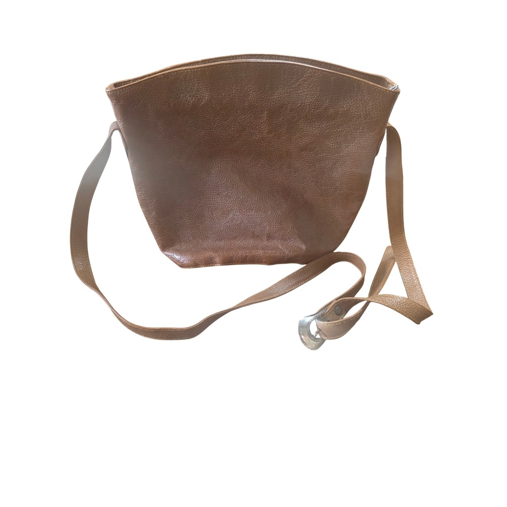 Unika Italy Vintage Brown Pebbled Leather Crossbody Bag Adjustable Strap Purse